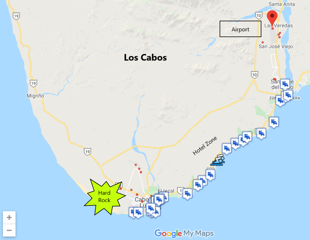 Cabo Hotel Map